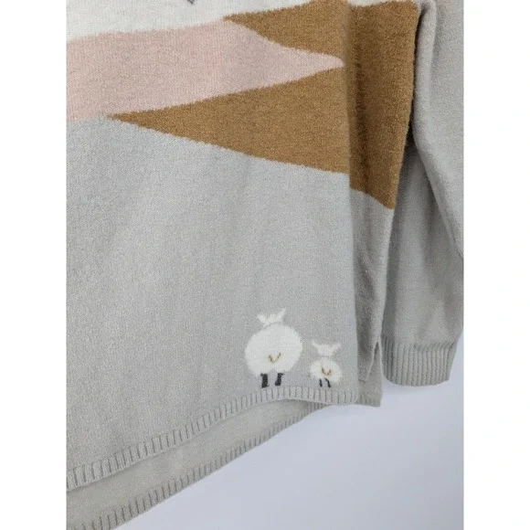 Woolrich Sweater Womens Small Gray Sheep Mountain Wool Blend Knit Novelty Casual - Picture 2 of 9